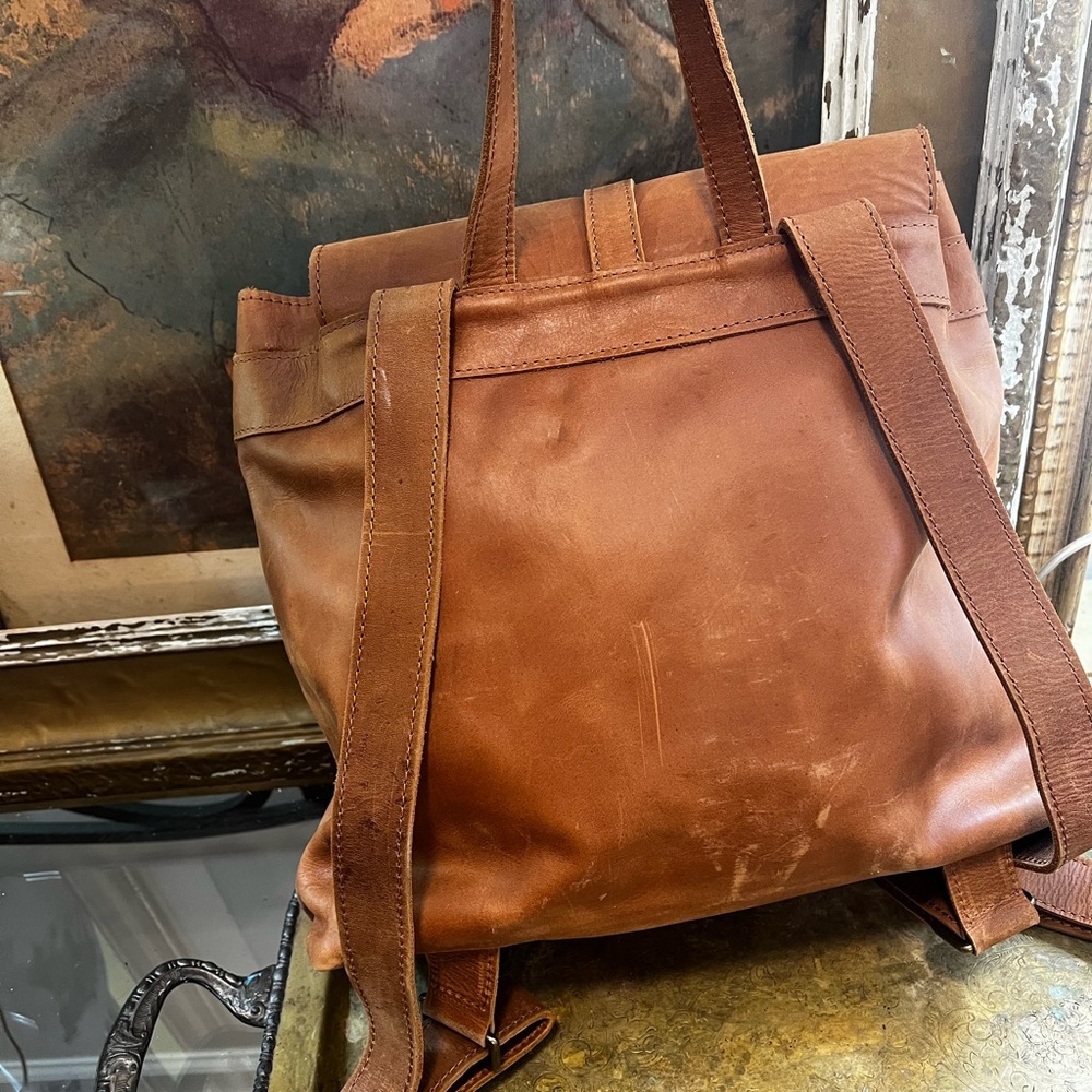 Able Tan Large Leather Backpack - image 2